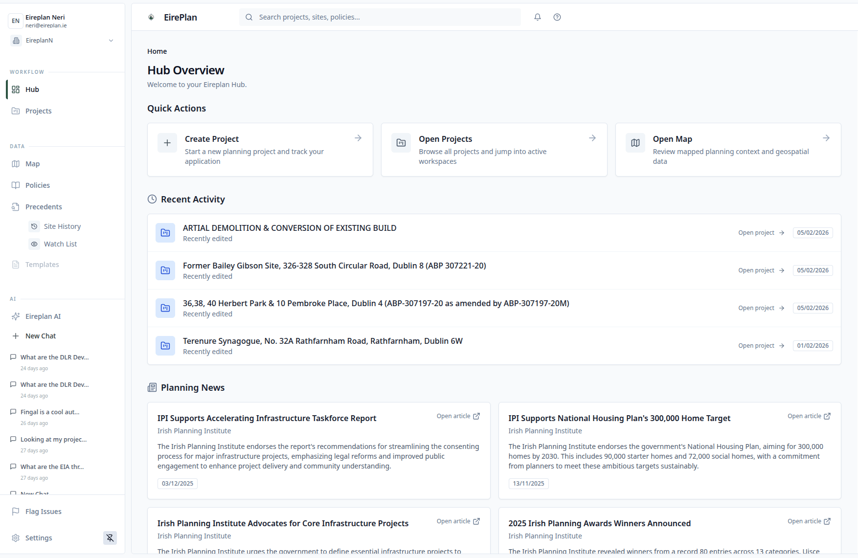 EirePlan workspace demo